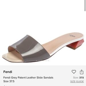 Fendi Taupe and orangePatent Leather Sandals with a funky vibe.